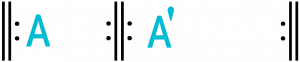 Diagram of simple binary form where 2nd reprise continues A's material. 𝄆A𝄇𝄆A′𝄇