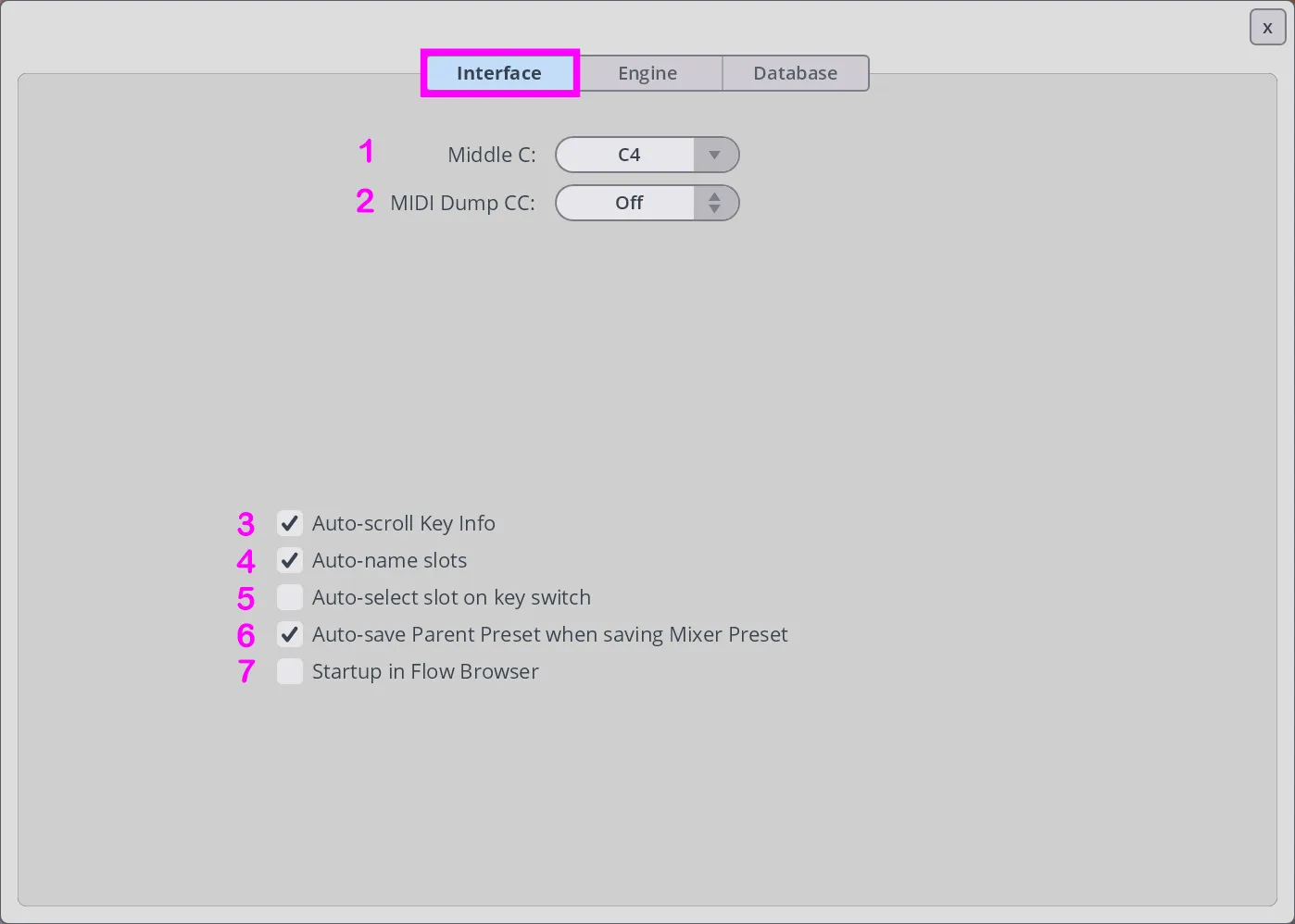 Interface Settings