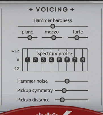 일렉트릭 피아노 Voicing 패널